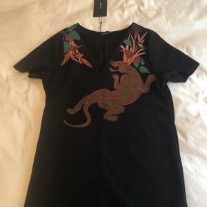 Black tiger shift dress